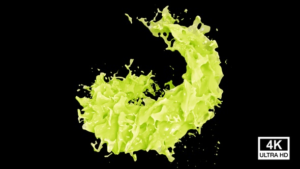 Kiwi Fruit Juice Splash Spiral 4K