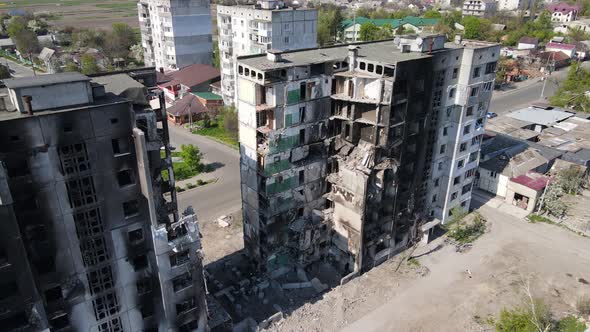 Destroyed Residential Building in Borodyanka Kyiv Region Ukraine