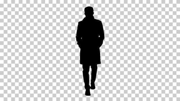Silhouette Gentleman walking, Alpha Channel alt