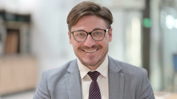 Portrait of Smiling Businessman Looking at Camera 