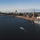 Sunny Day And Crowd At Rhine and Aerial View of the City of Dusseldorf in Germany  - VideoHive Item for Sale