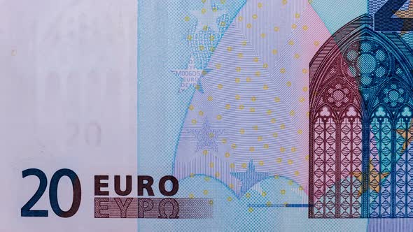Euro Banknotes Changing in Stop Motion Loopable Animation CloseUp