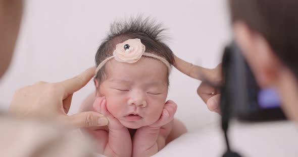 Newborn Photographer Costume Adorable Sleeping Baby.