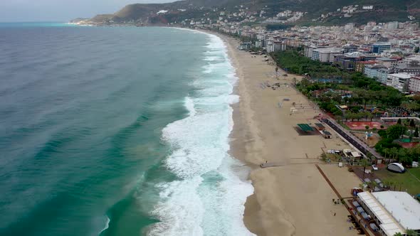 Storm at Sea Filmed on a Drone Alanya Turkey 4 K