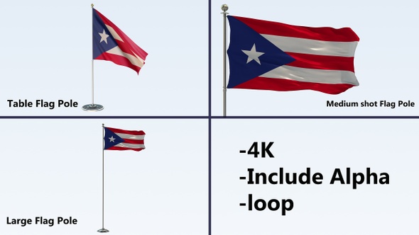 Puerto Rico Flag Pole Pack 4k-Loop