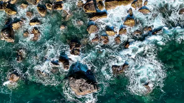 Texture of the sea and wild beach aerial view 4 K