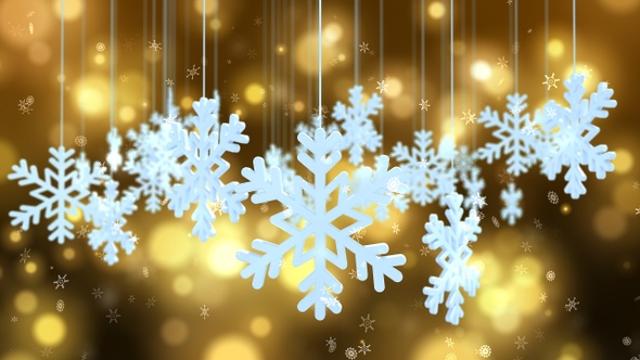 Christmas Snowflake On Golden Particle Background