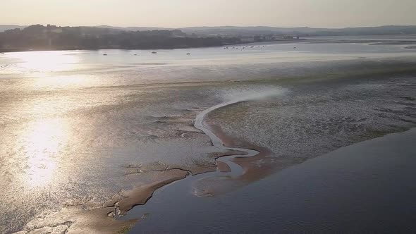 Aerial view of the beach of Lympstone England. This coastal town is beautiful and used as a vacation