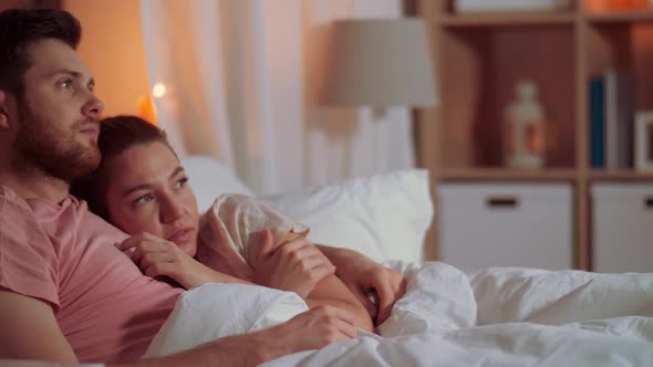 Couple Watching Horror on Tv in Bed at Night 73