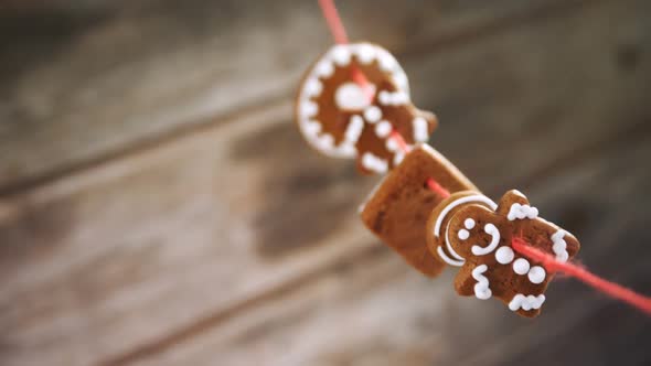 Various christmas cookies arranged in thread