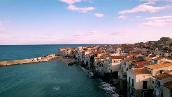 Cefalu Sicily Italy Cozy Colorful Village Near Palermo Sicily Italy From the Coast