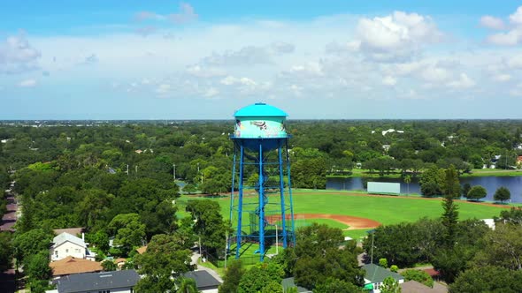 Aerial Video St Petersburg Florida Water Tower 4k