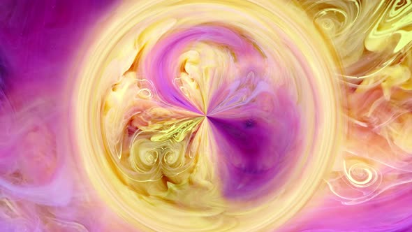 Beautiful Gold and Pink Vibrant Color Fluid Is Swirling in Art Background. Beautiful Shimmer Moving