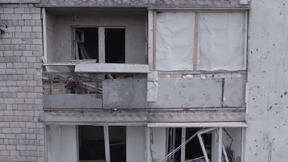 Borodyanka Ukraine  a Destroyed Building During the War Bucha District