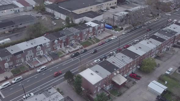 Aerial view of Philadelphia row homes