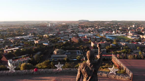 Drone Dolly In Shot of Nelson Mandela Statue in South Africa