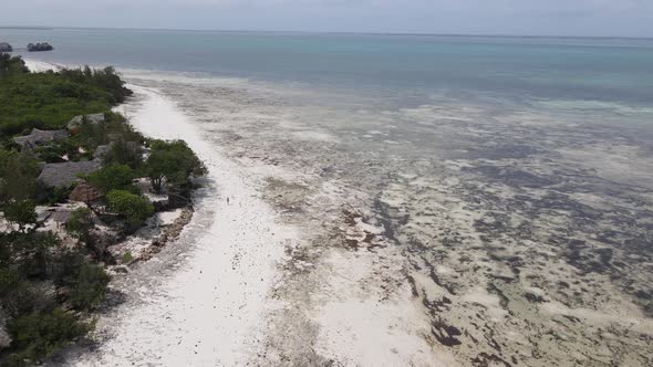 Ocean at Low Tide Near the Coast of Zanzibar Island Tanzania Slow Motion