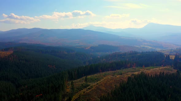 Aerial Drone Video Flying Over Carpathians Mountains, Ukraine, Europe