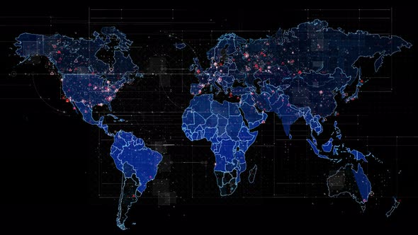 World Map Hi-Technology Continentes