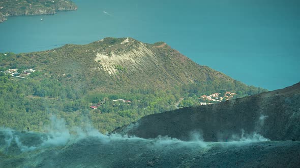 volcano sicily vulcano sulphure fumes active italy mountain island