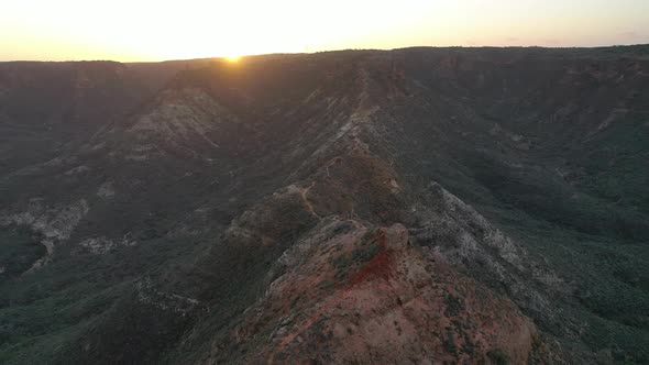 Sunset at Charles Knife Canyon, Cape Range National Park, Exmouth, Western Australia 4K Aerial Drone