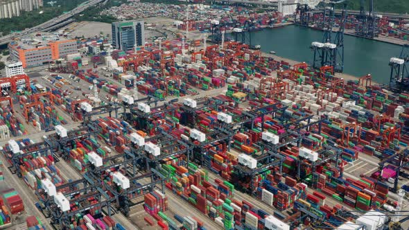 Kwai Chung Cargo Terminal in Hong Kong city