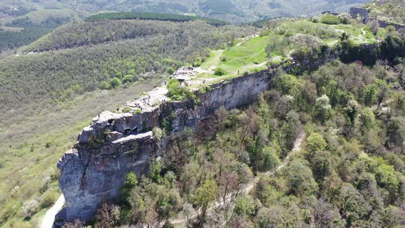 Aerial view on medieval fortress Mangup Kale, Crimea.