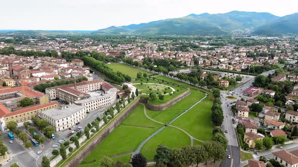 Amazing Aerial View of Lucca Famous Town of Tuscany