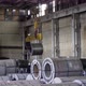 Winch Crane Moves Sheet Metal Roll for Metal Profile Forming Machine in Metalwork Factory Workshop - VideoHive Item for Sale