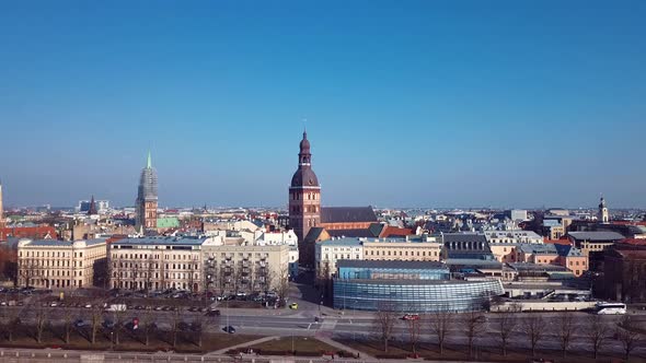 Riga Old Town Aerial 4k