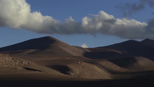 Time lapse view of clouds moving over the Atacama Desert in South America