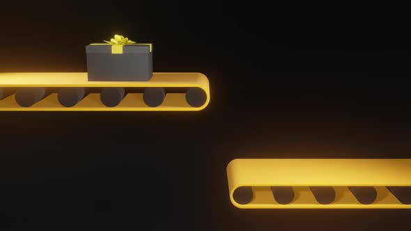 gift box on conveyor belt