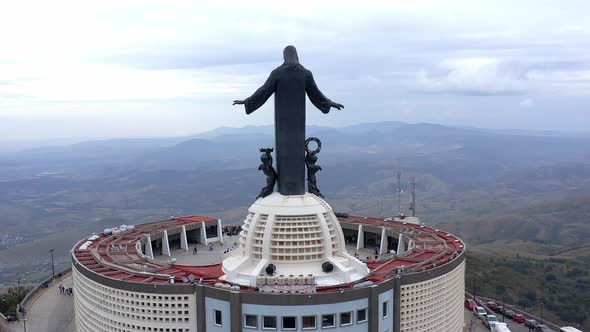 Aerial: Cristo Rey, Guanajuato, wonders Mexico, drone view