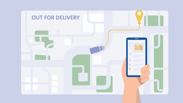 Ecommerce package delivery process animation