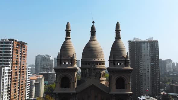 Cathedral, Basilica Sacramentinos, Catholic Church (Santiago, Chile) aerial view