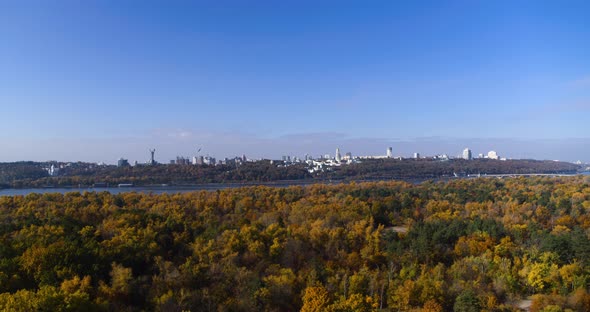 Aerial View From Rusanovka Island to the Right Bank of the Historical Capital of the City
