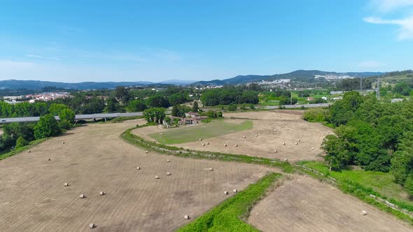 Rolls of Haystacks on the Field