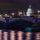 Blackfriars Bridge over the River Thames and The St Paul's Cathedral at night, London, UK - VideoHive Item for Sale