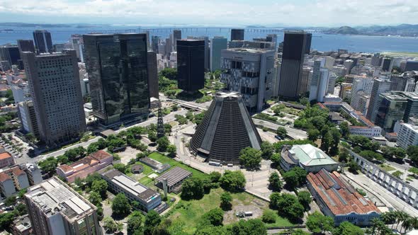 Aerial view of Metropolitan Cathedral of Rio de Janeiro Brazil.