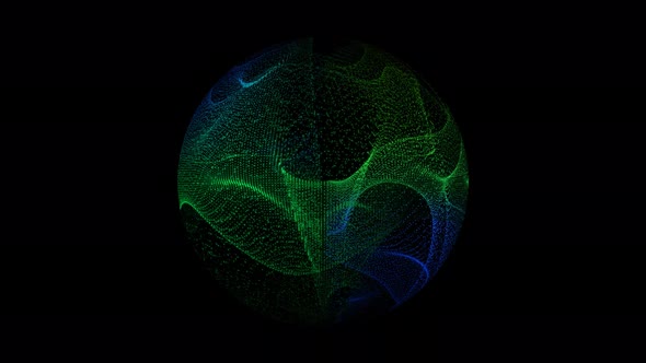 blue green particle sphere animation