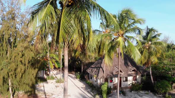 Aerial View African Tropical Beach Resort ThatchedRoof Hotels Pools Zanzibar