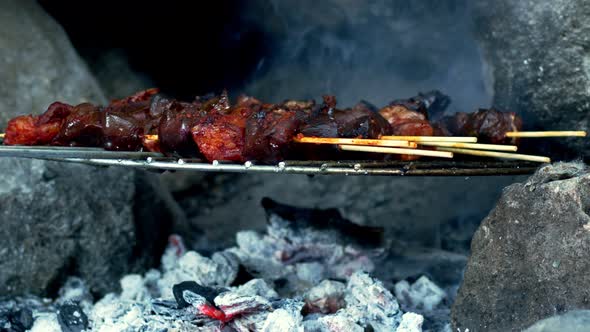 Lamb Liver Meat On Barbecue