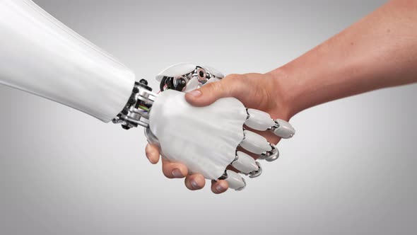 Robot and Man Shaking Hands alt