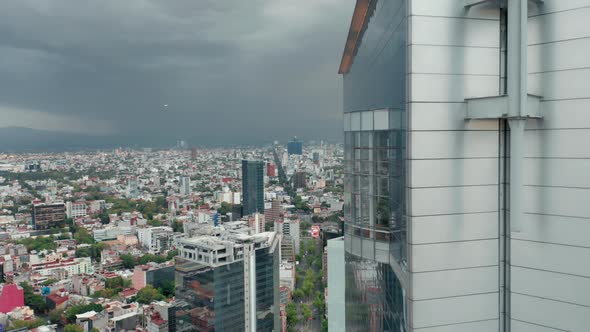 Modern Skyscraper Glass Business Offices District in Mexico Capital.  Aerial