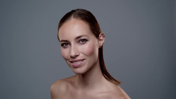 Gorgeous Brunette Smiling To Camera