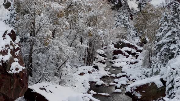 Fresh snow covers the landscape near Boulder Colorado