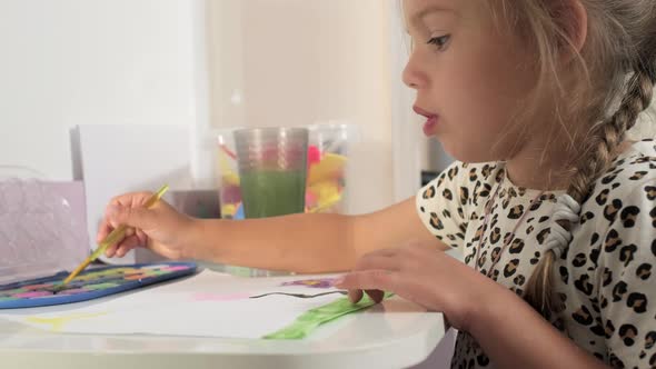 Talented Innovative Female Artist Draws with Her Hands on the Large Canvas Using Fingers She Creates