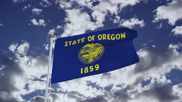 Oregon Flag With Sky