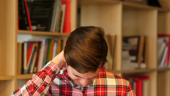 Neck Pain,Tired Young Man, Student Portrait