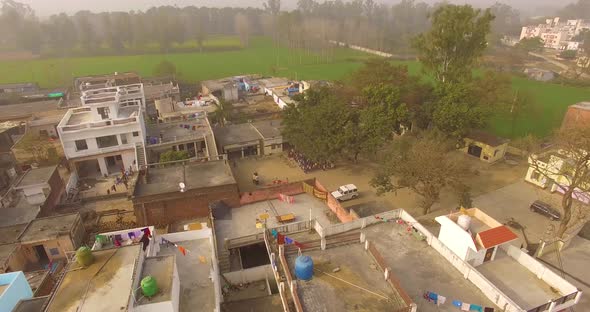 Aerial View of Village Houses in India